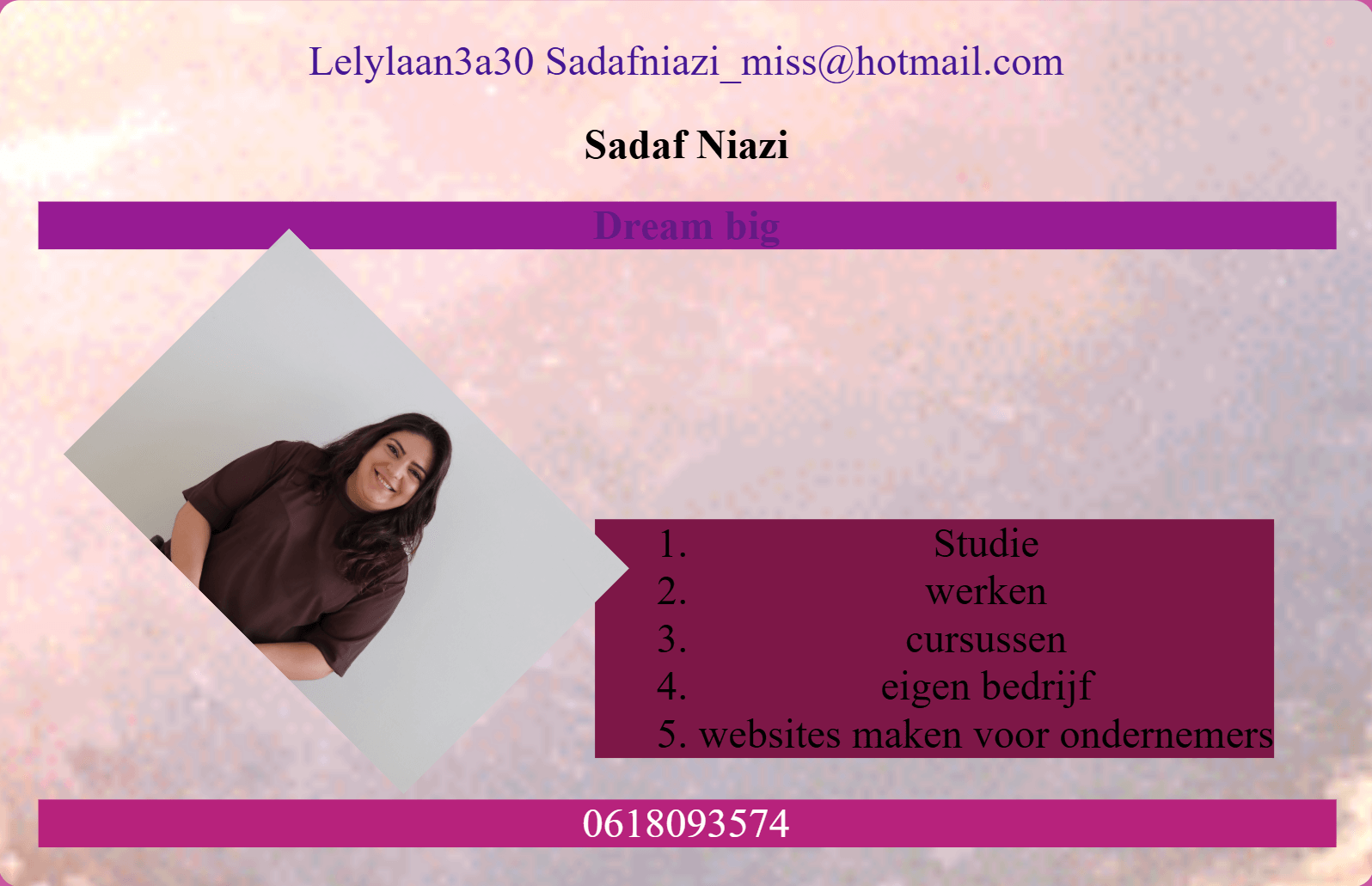 Visitekaartje Sadaf